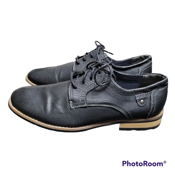 Steve Madden Black Leather Cherp Oxford Shoes Men's Size 10 - Picture 1 of 8